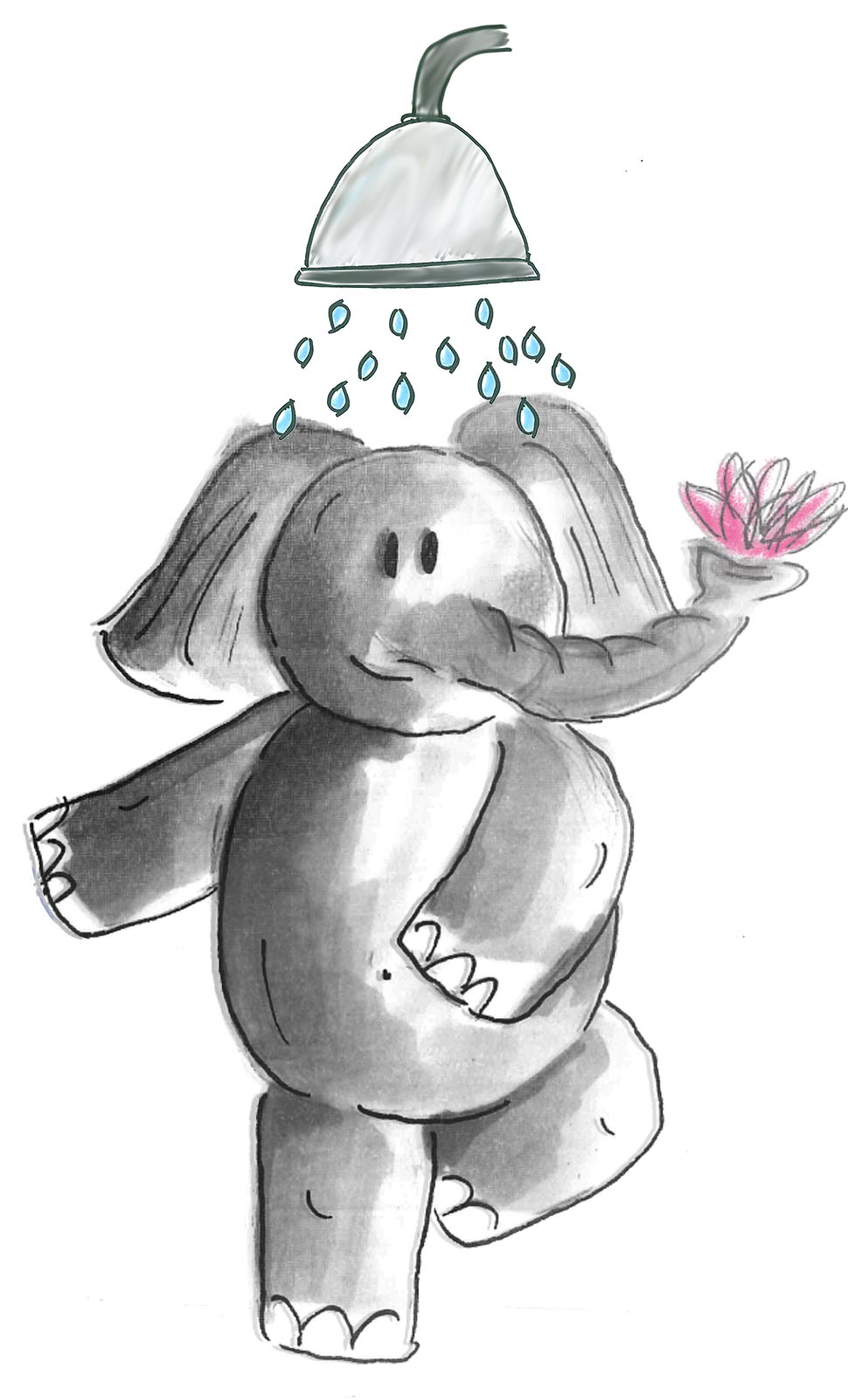 Macht es wie der kleine Elefant: Ab unter die Dusche und auf zu Katis Vinyasa-Stunde jeden Freitag morgen.